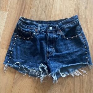 Levis 501 Shorts 501 Button Fly Distressed Cutt Offs Embroidery Size 26